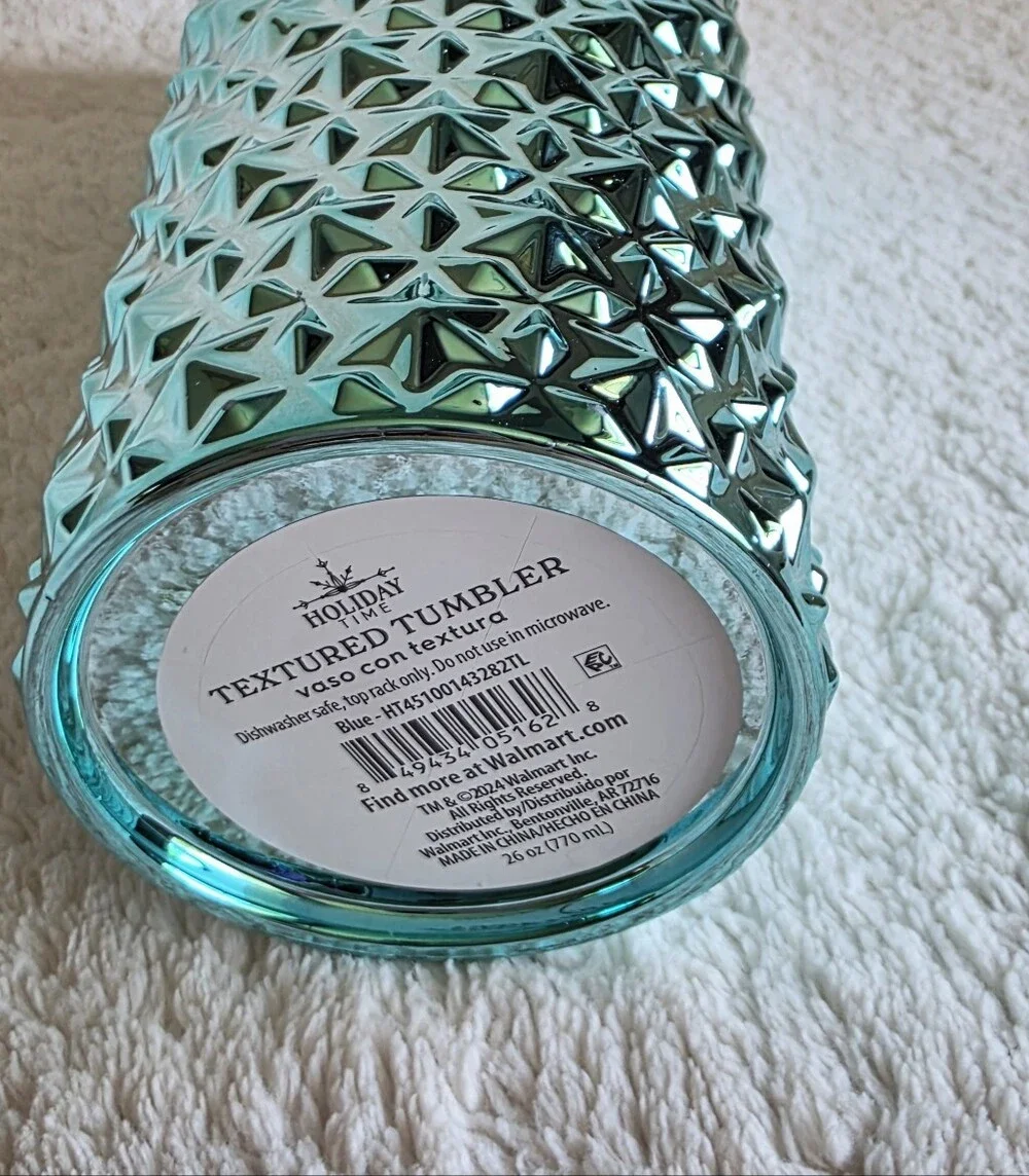 New 26 oz Acrylic Iridescent Double Wall mint Tumbler Cup w Straw Holiday Time